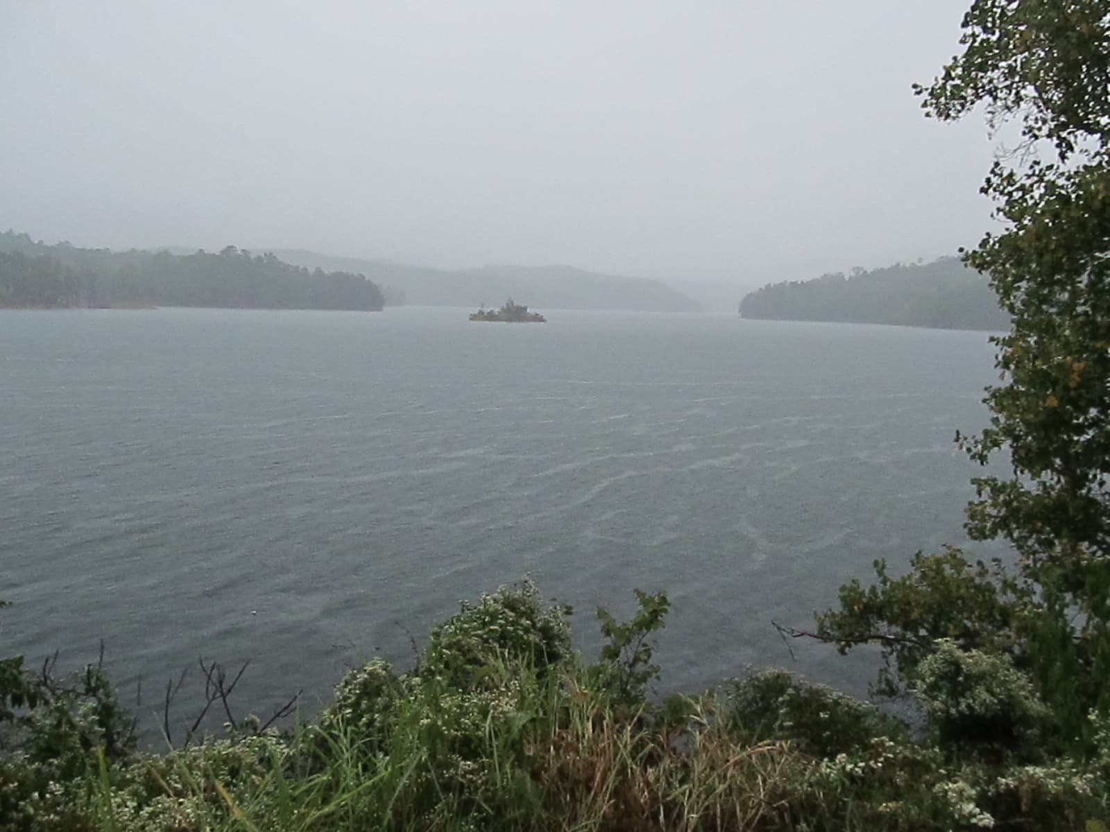 Parksville Lake (Ocoee Lake) in Polk County, Tennessee, with forested hills reflecting in the water