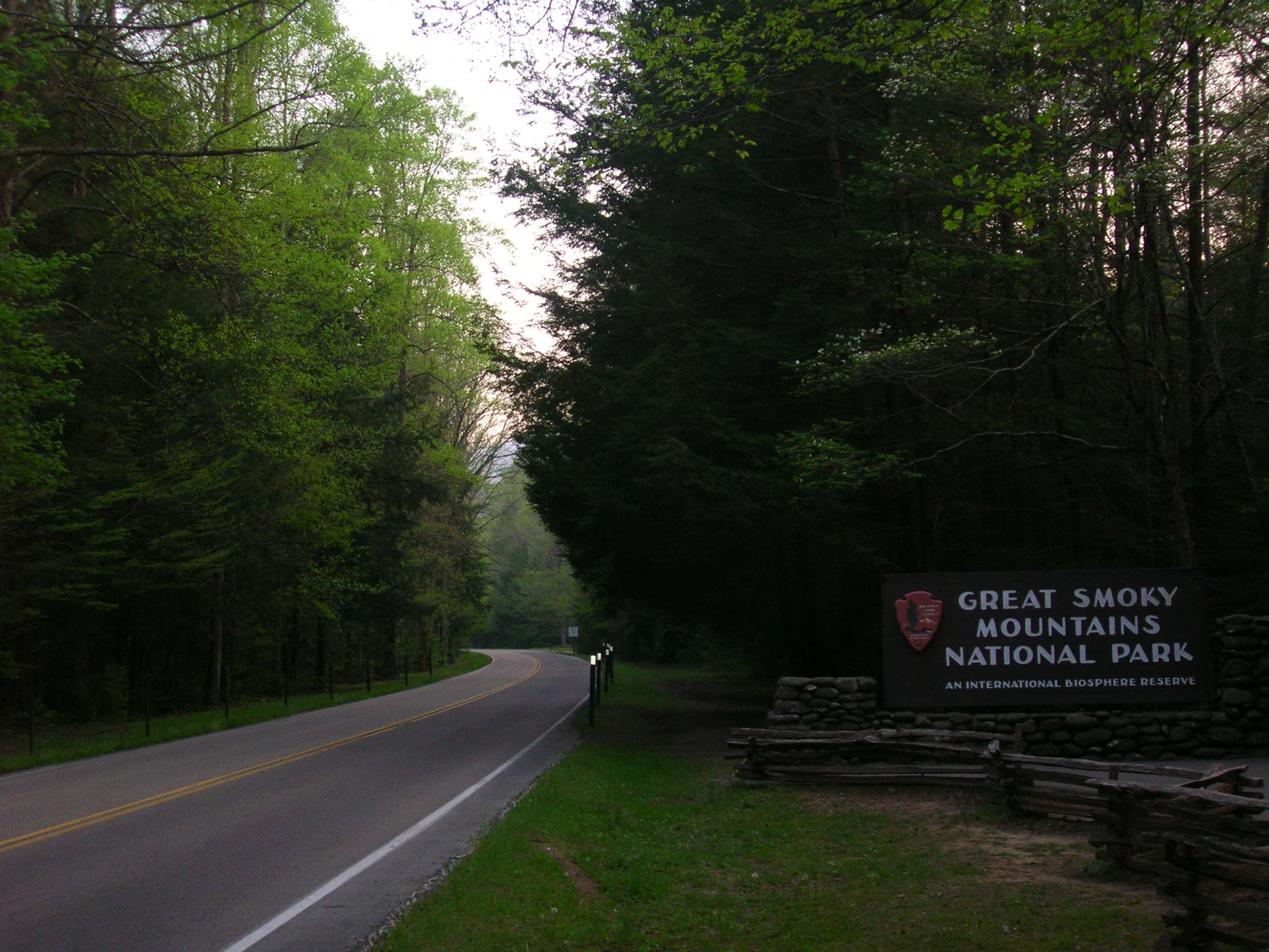 Scenic view of the Great Smoky Mountains from the Gatlinburg entrance in Sevier County, Tennessee