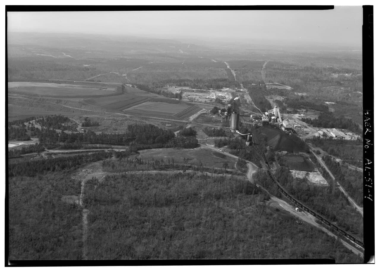 Aerial view of a coal mine in Jefferson County, Alabama