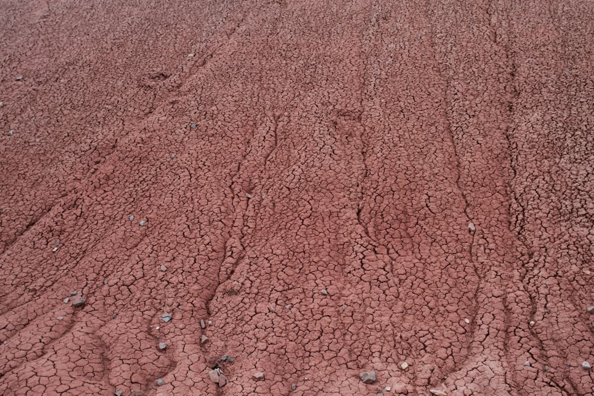Red clay soil terrain in rural Alabama